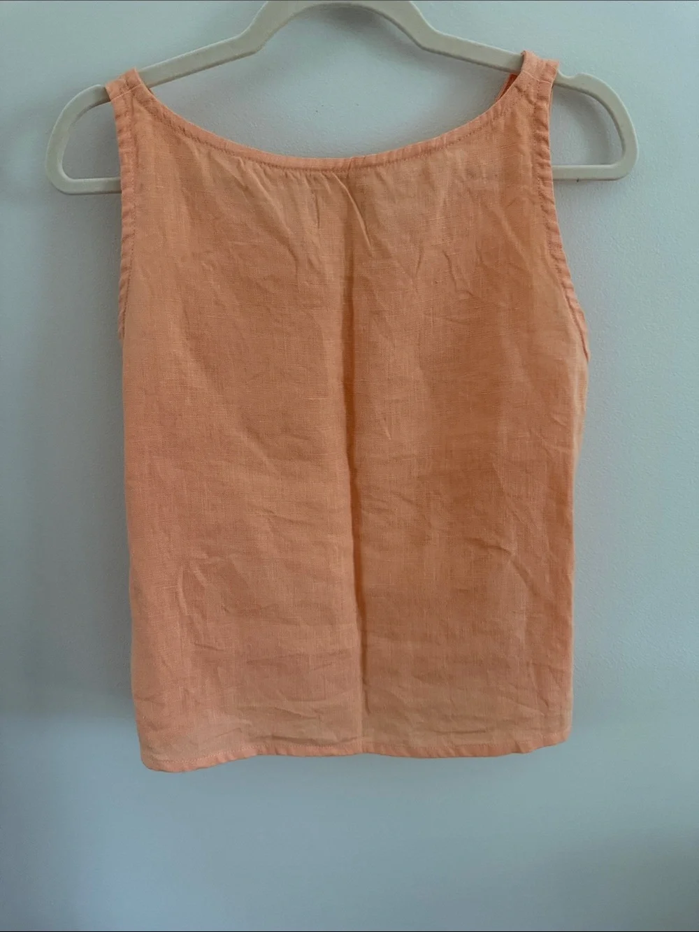 Peach Linen V-Neck Tank Top